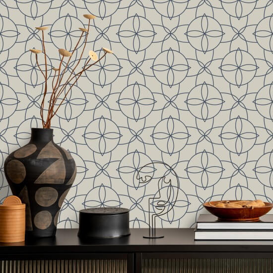 Court Rosette Oxford Blue Wallpaper