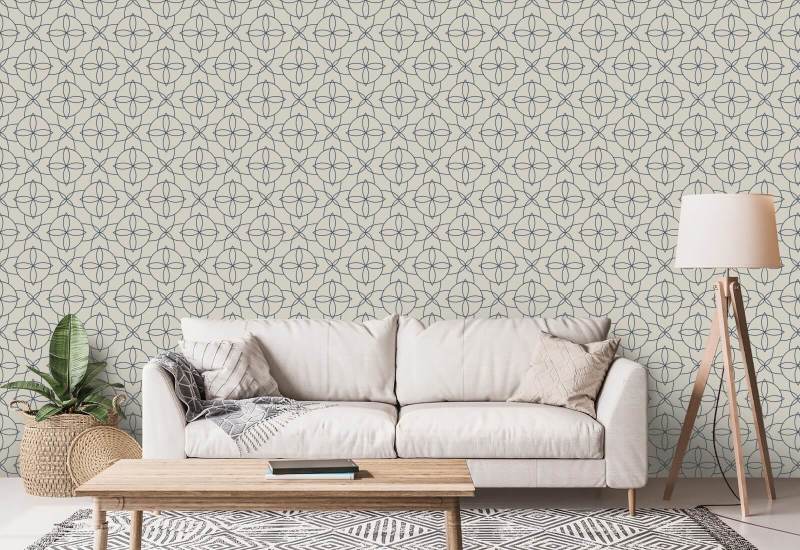 Court Rosette Oxford blauw behang
