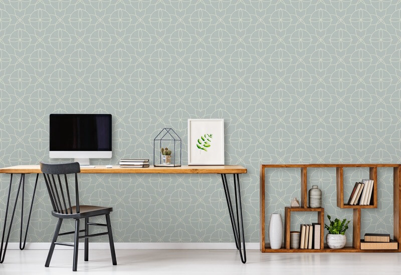 Court Rosette Pale Mineral Blue Wallpaper