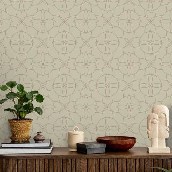 Court Rosette Washed Terracotta Wallpaper