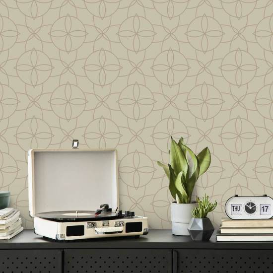 Court Rosette Washed Terracotta Wallpaper