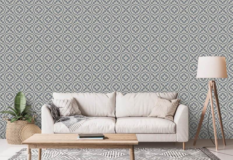 Echo Tile Oxford Blue Wallpaper