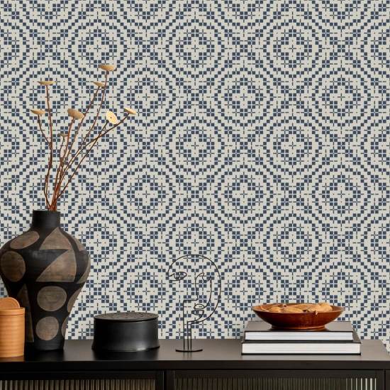 Echo Tile Oxford Blue Wallpaper