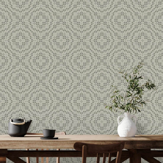 Echo Tile Walnut Wallpaper