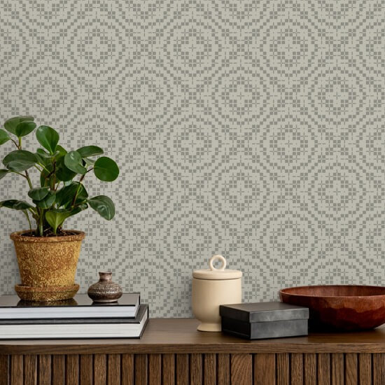 Echo Tile Walnut Wallpaper