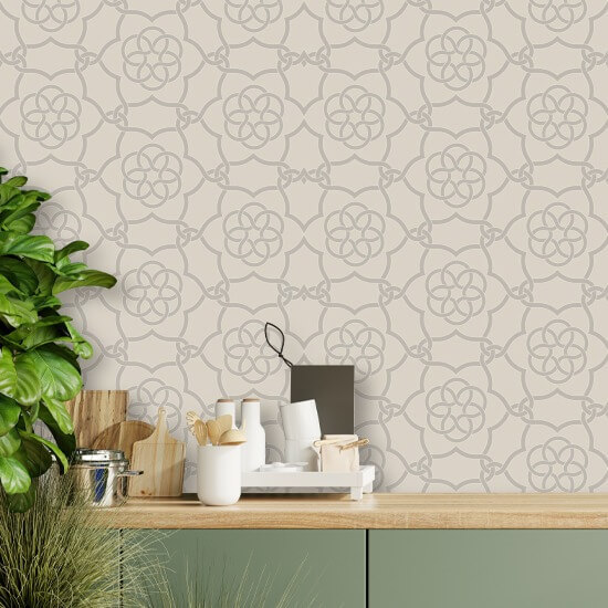Floret Lattice Alabaster Wallpaper