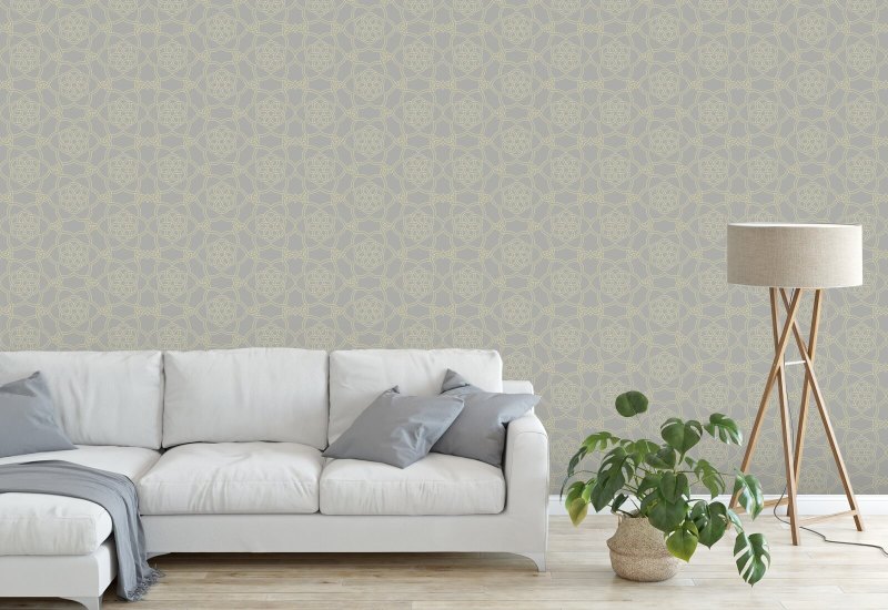 Floret Lattice Silver Sage Wallpaper
