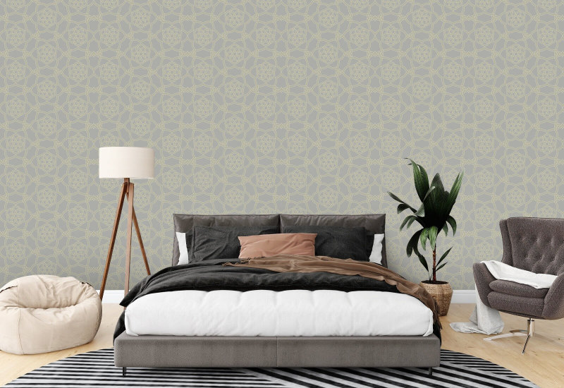 Treillis en forme de fleurons Papier peint Silver Sage