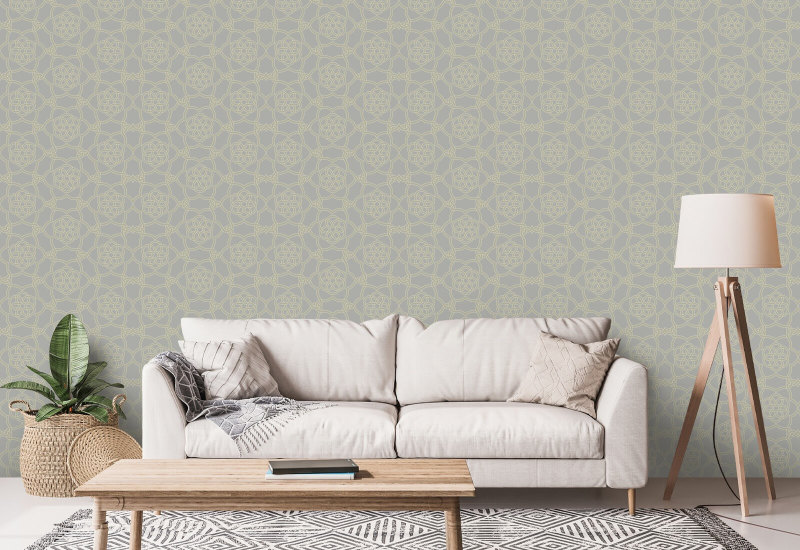 Treillis en forme de fleurons Papier peint Silver Sage