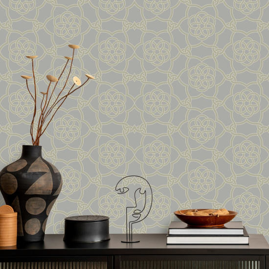 Floret Lattice Silver Sage Wallpaper