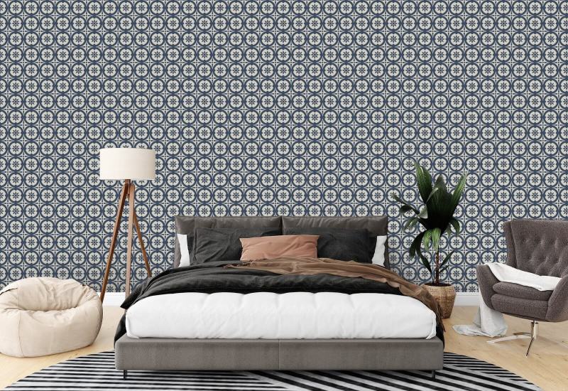 Medallion Oxford Blue Wallpaper