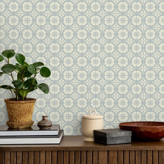 Medallion Pale Mineral Blue Wallpaper