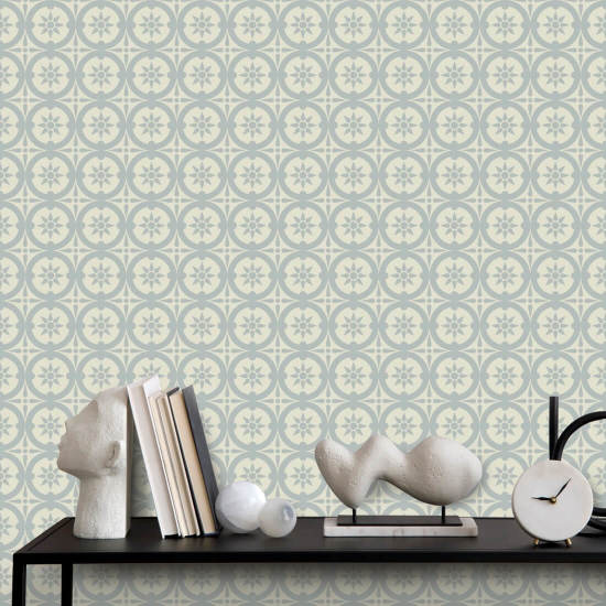 Medallion Pale Mineral Blue Wallpaper
