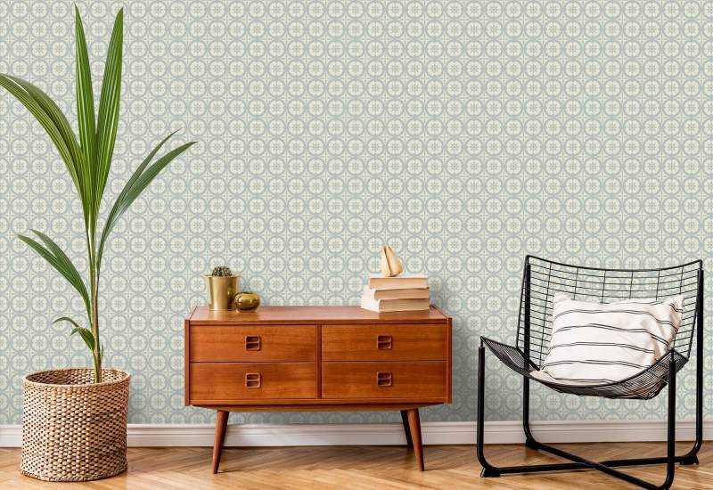 Medallion Pale Mineral Blue Wallpaper