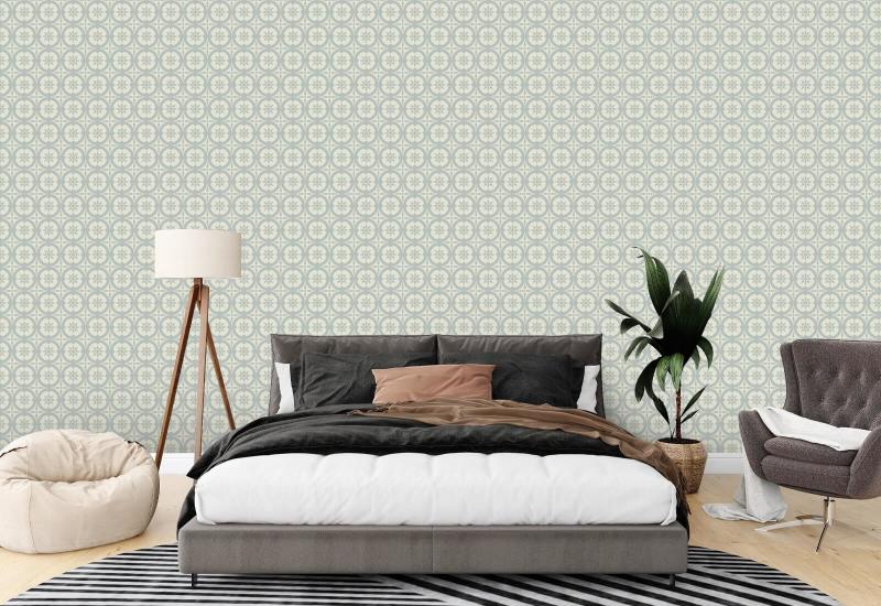 Medallion Pale Mineral Blue Wallpaper