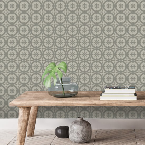Medallion Walnut Wallpaper