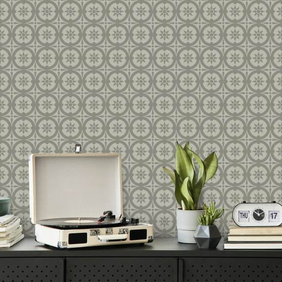 Medallion Walnut Wallpaper