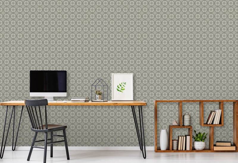 Medallion Walnut Wallpaper