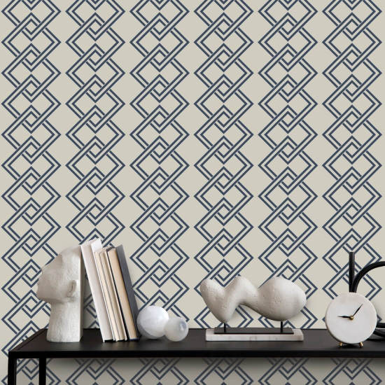 Mod Block Oxford Blue Wallpaper