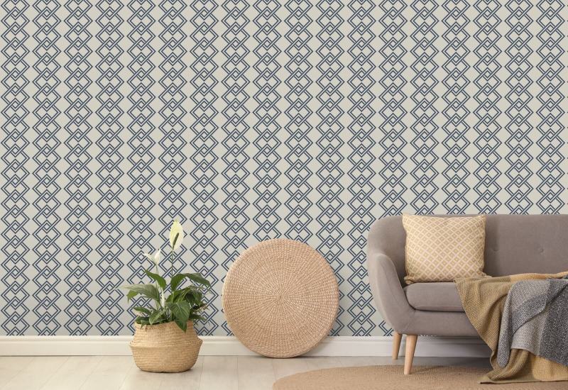 Mod Block Oxford Blue Wallpaper