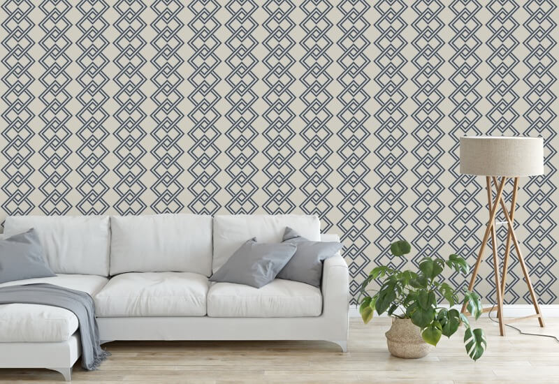 Mod Block Oxford Blue Wallpaper