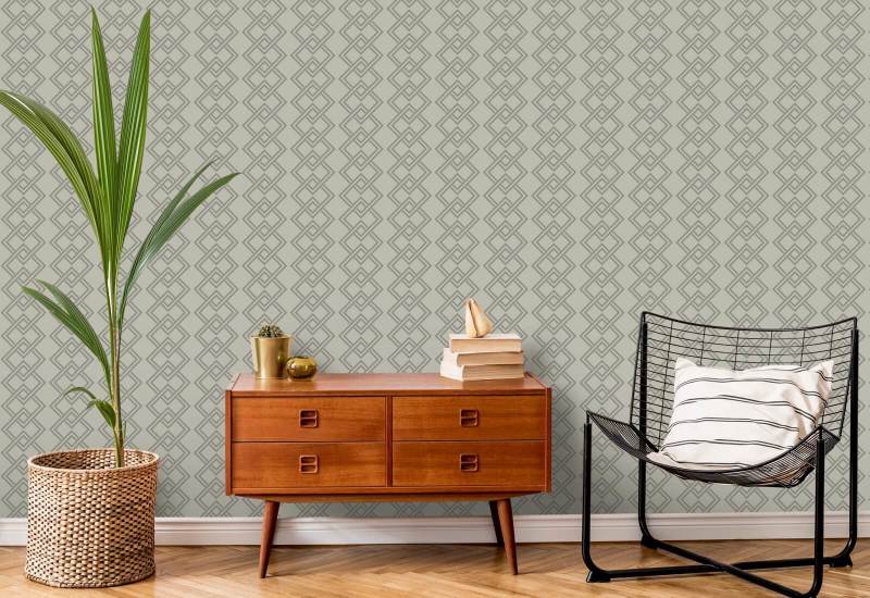 Mod Block Walnut Wallpaper