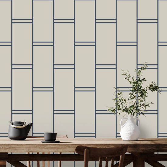 Pillar Stripe Oxford Blue Wallpaper