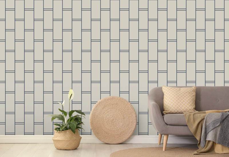 Pijlerstreep Oxford blauw behang