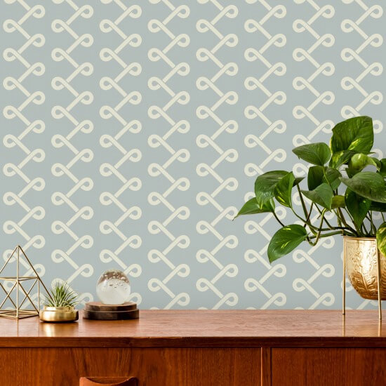 Soft Knot Pale Mineral Blue Wallpaper