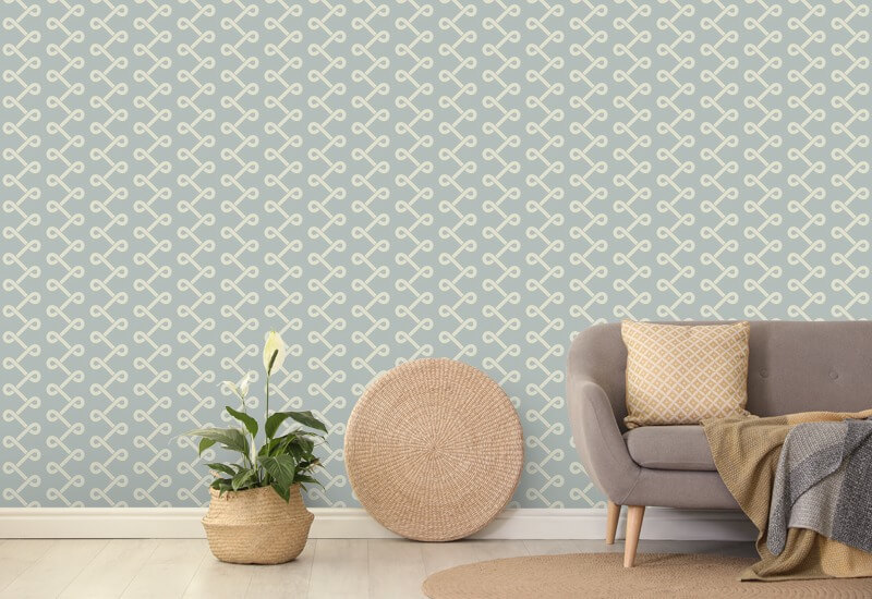 Soft Knot Pale Mineral Blue Wallpaper