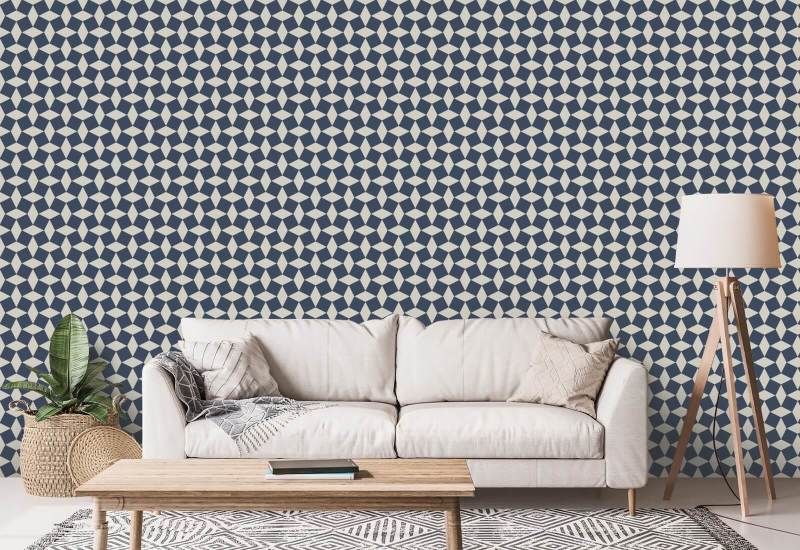 Tailored Check Oxford Blue Wallpaper