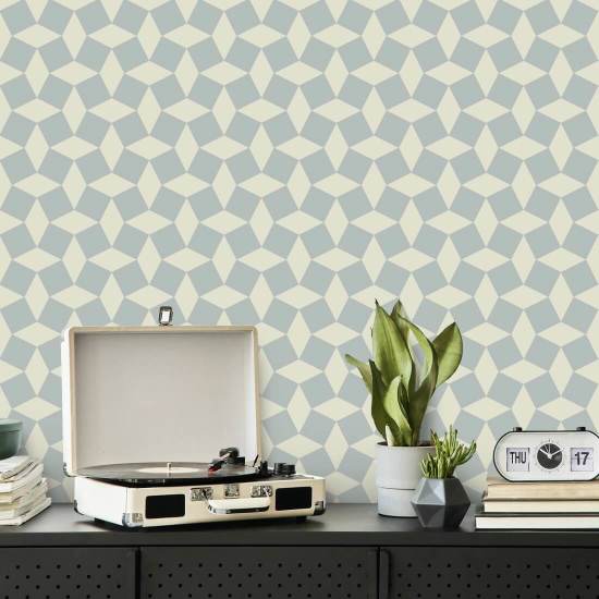 Tailored Check Pale Mineral Blue Wallpaper