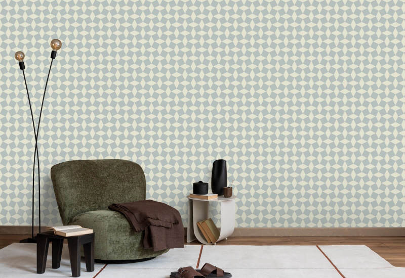 Tailored Check Pale Mineral Blue Wallpaper