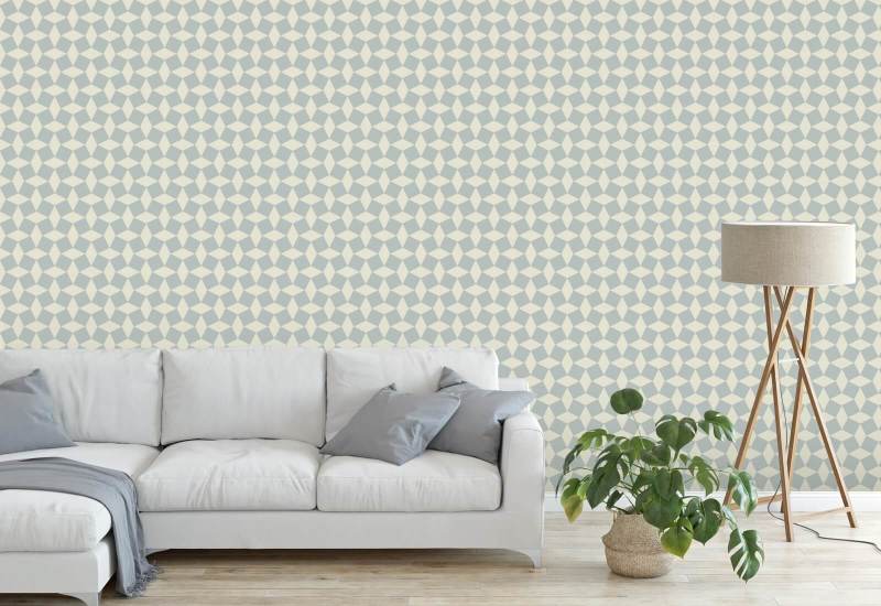 Tailored Check Pale Mineral Blue Wallpaper
