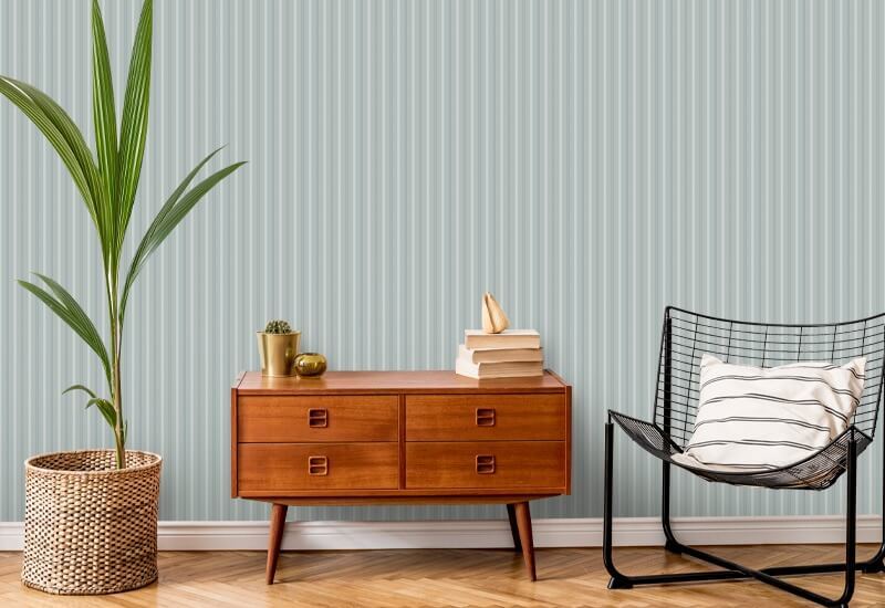 Tailored Stripe Pale Mineral Blue Wallpaper