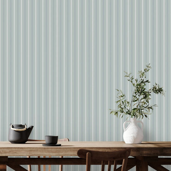 Rayure sur mesure Papier peint bleu minéral pâle