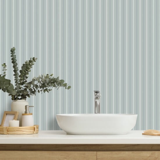 Tailored Stripe Pale Mineral Blue Wallpaper