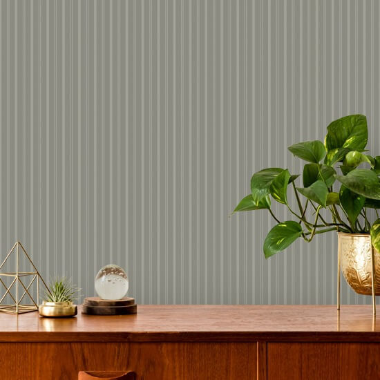Tailored Stripe Walnut Wallpaper