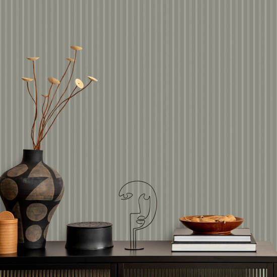 Tailored Stripe Walnut Wallpaper