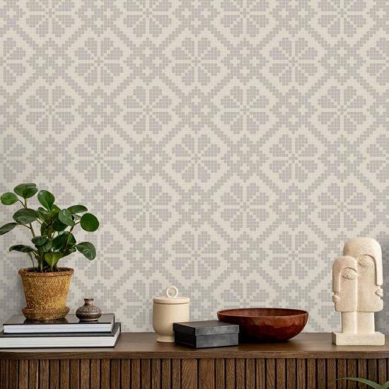 Villa Mosaic Carta da parati Ash Linen