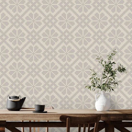 Villa Mosaico Papel pintado Ash Linen