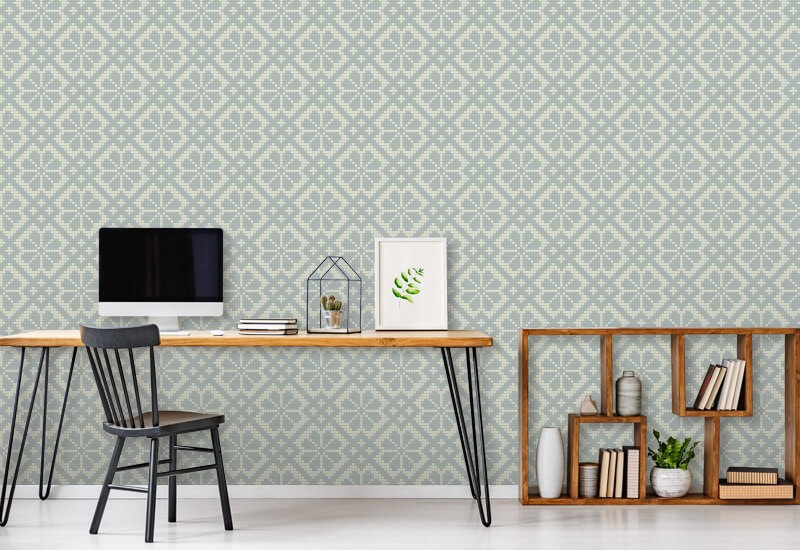 Villa Mosaic Pale Mineral Blue Wallpaper