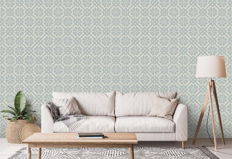 Villa Mosaic Licht mineraalblauw behang