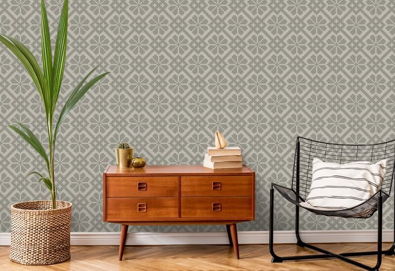 Villa Mosaic Walnut Wallpaper