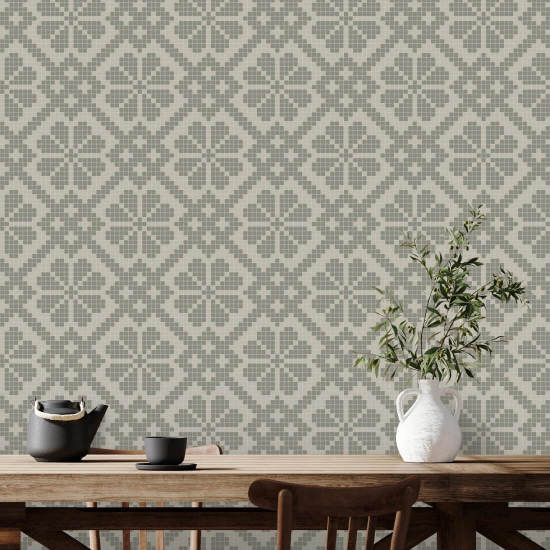 Villa Mosaic Walnut Wallpaper