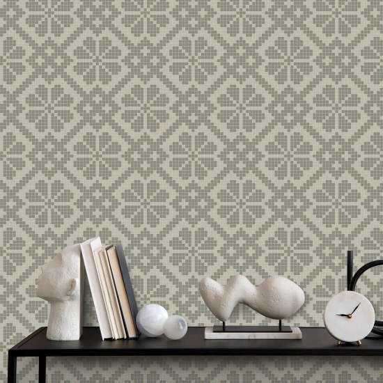 Villa Mosaic Walnut Wallpaper