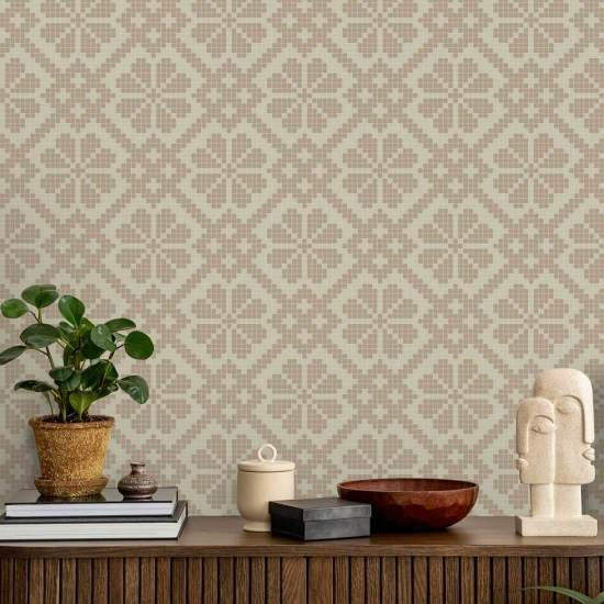 Villa Mosaic Washed Terracotta Wallpaper