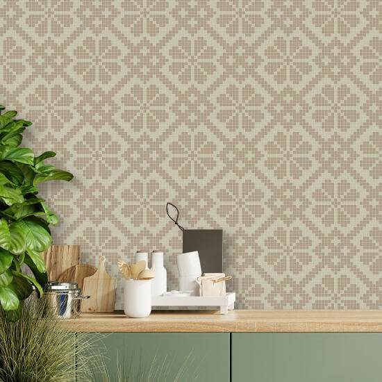 Villa Mosaic Washed Terracotta Wallpaper