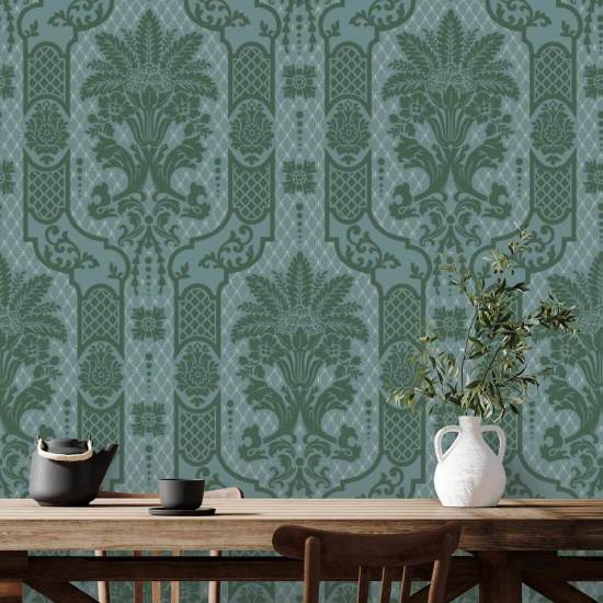 Floraison colonnaire Papier peint Blue Jade