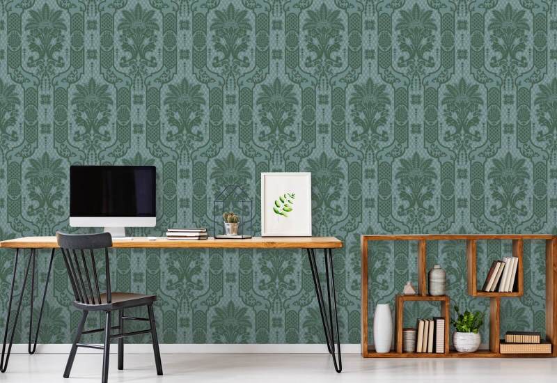 Floraison colonnaire Papier peint Blue Jade